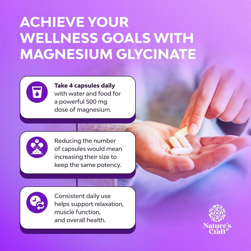 Natures Craft High Absorption Magnesium Glycinate Capsules - 500mg