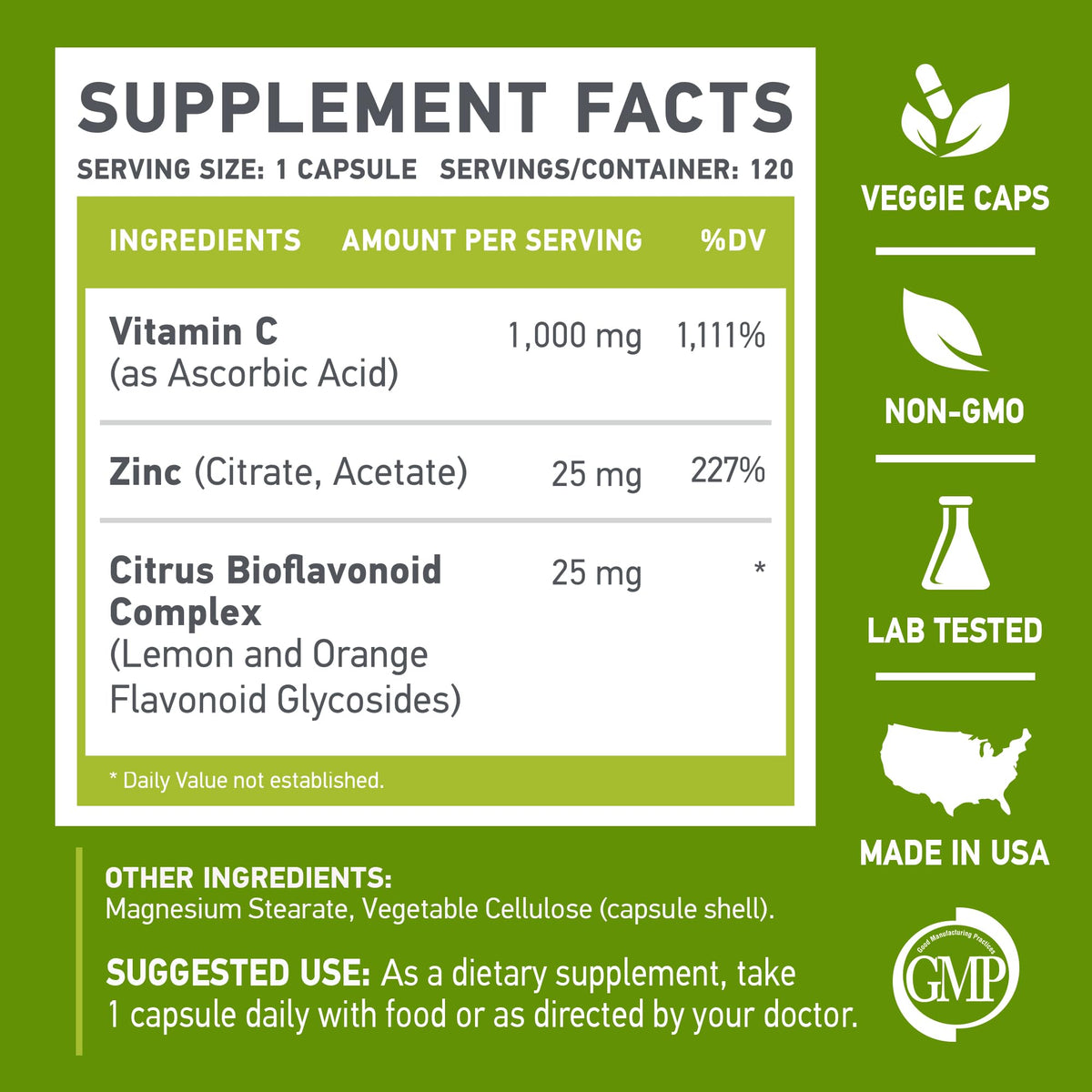 MUSCLE FOOD LABS Vitamin C + Zinc 1000mg - 240 Vegetarian Capsules - image 5