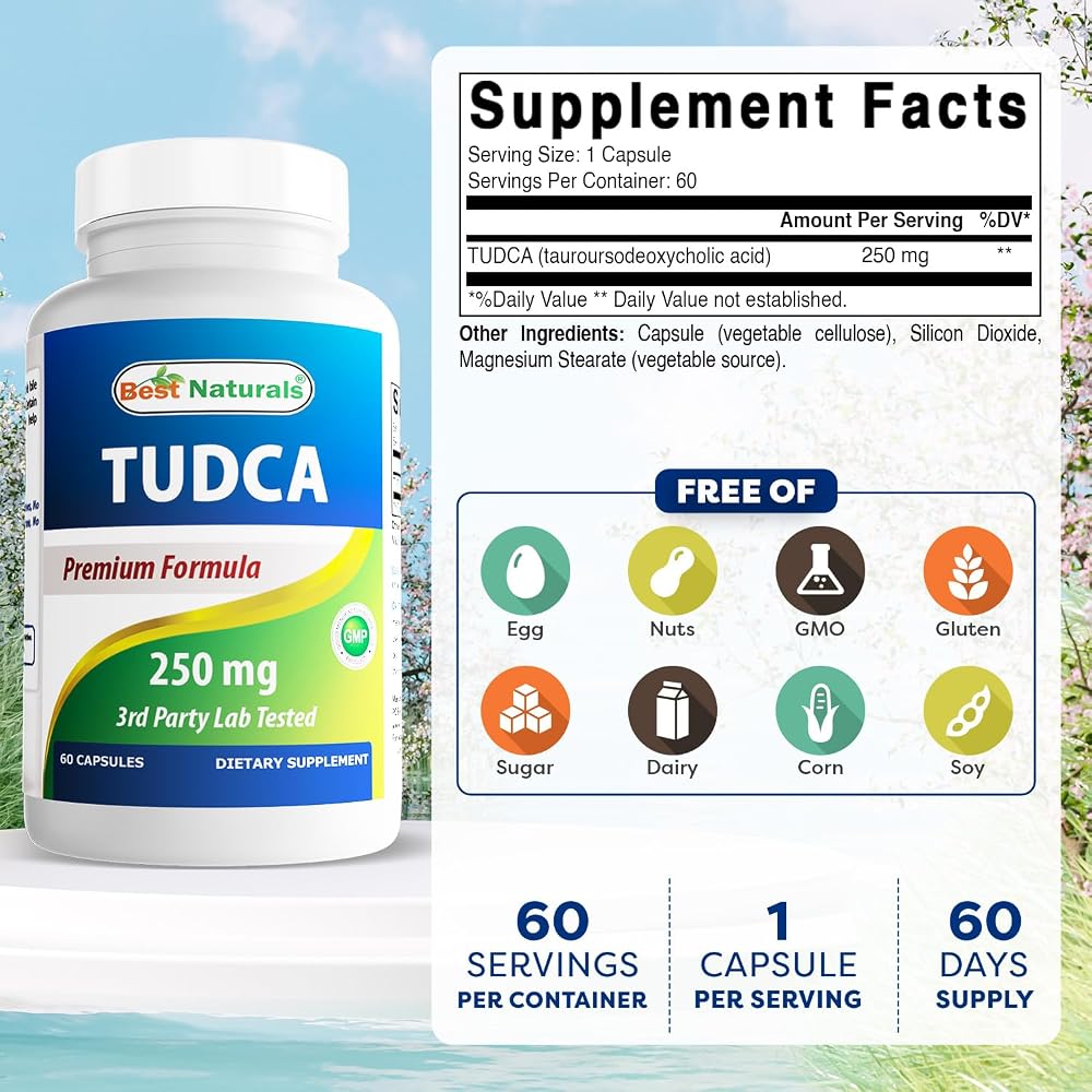 Best Naturals TUDCA 250mg (Tauroursodeoxycholic Acid) - 60 Veg - image 4
