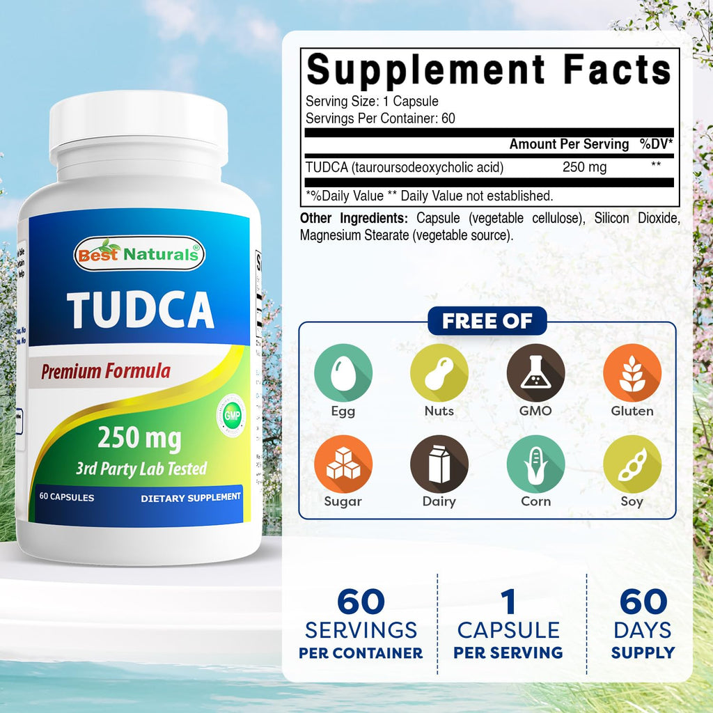 Best Naturals TUDCA 250mg (Tauroursodeoxycholic Acid) - 60 Veg