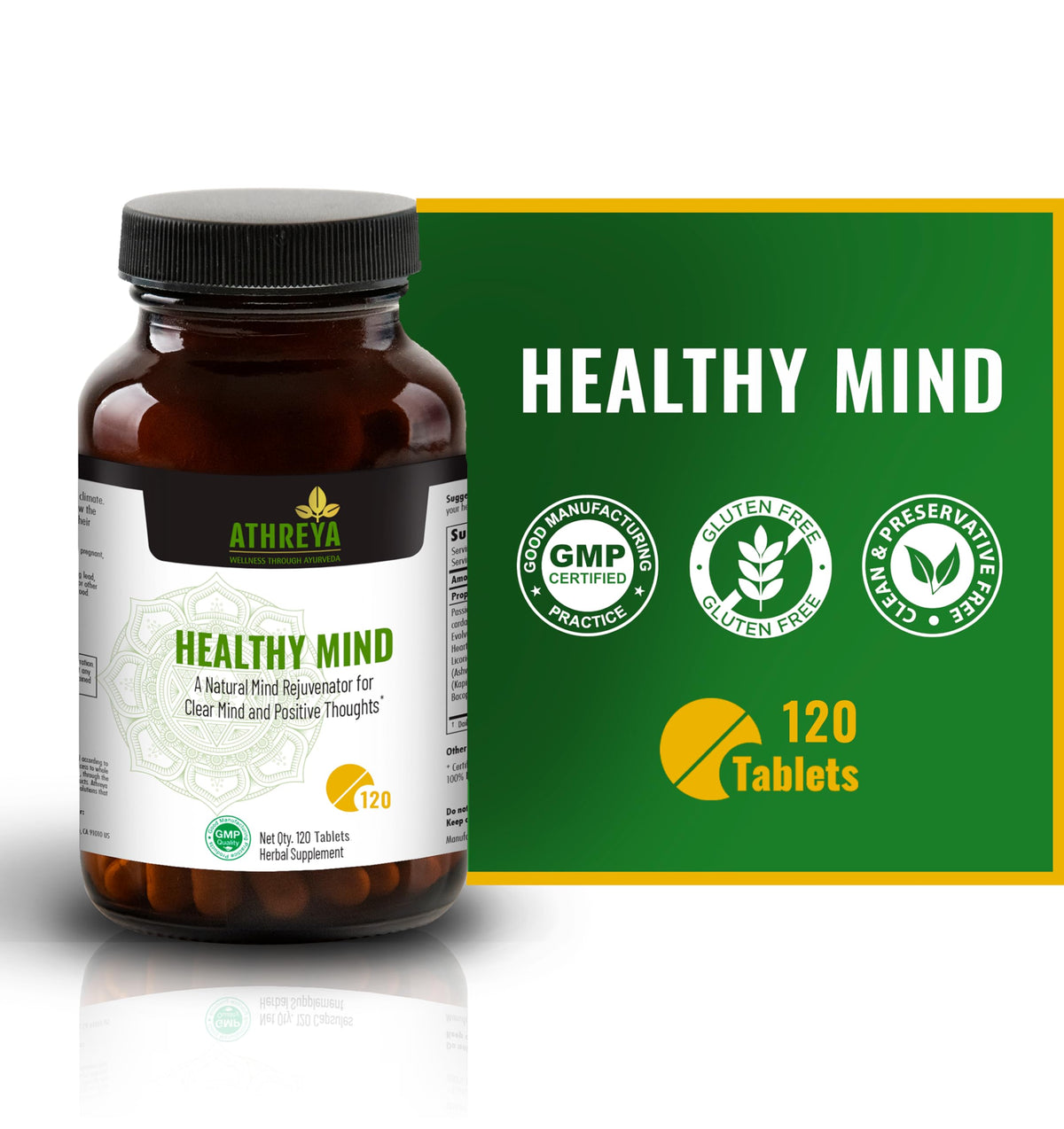 Athreya Herbs Healthy Mind Tablets for Focus & Clarity - 120 Tablets - image 3