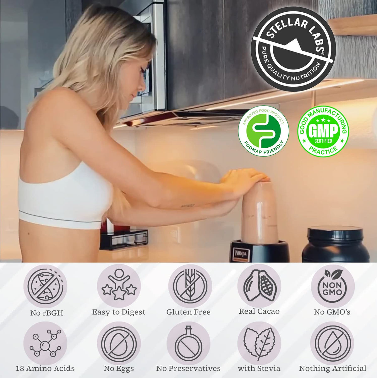 Stellar Labs Whey Protein Powder with BCAA's & Whey Isolate