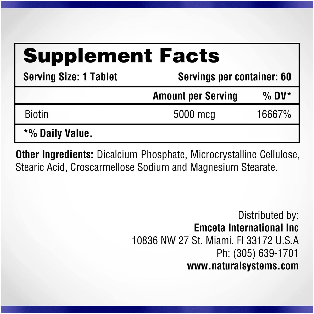 Natural Systems Biotin 5000 mcg Hair Growth Support - 60 Tablets - image 2
