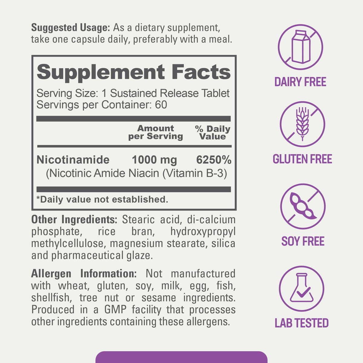 biophix B-3 Nicotinamide 1000 mg Tablets for Skin Health - 60 Tablets - image 3