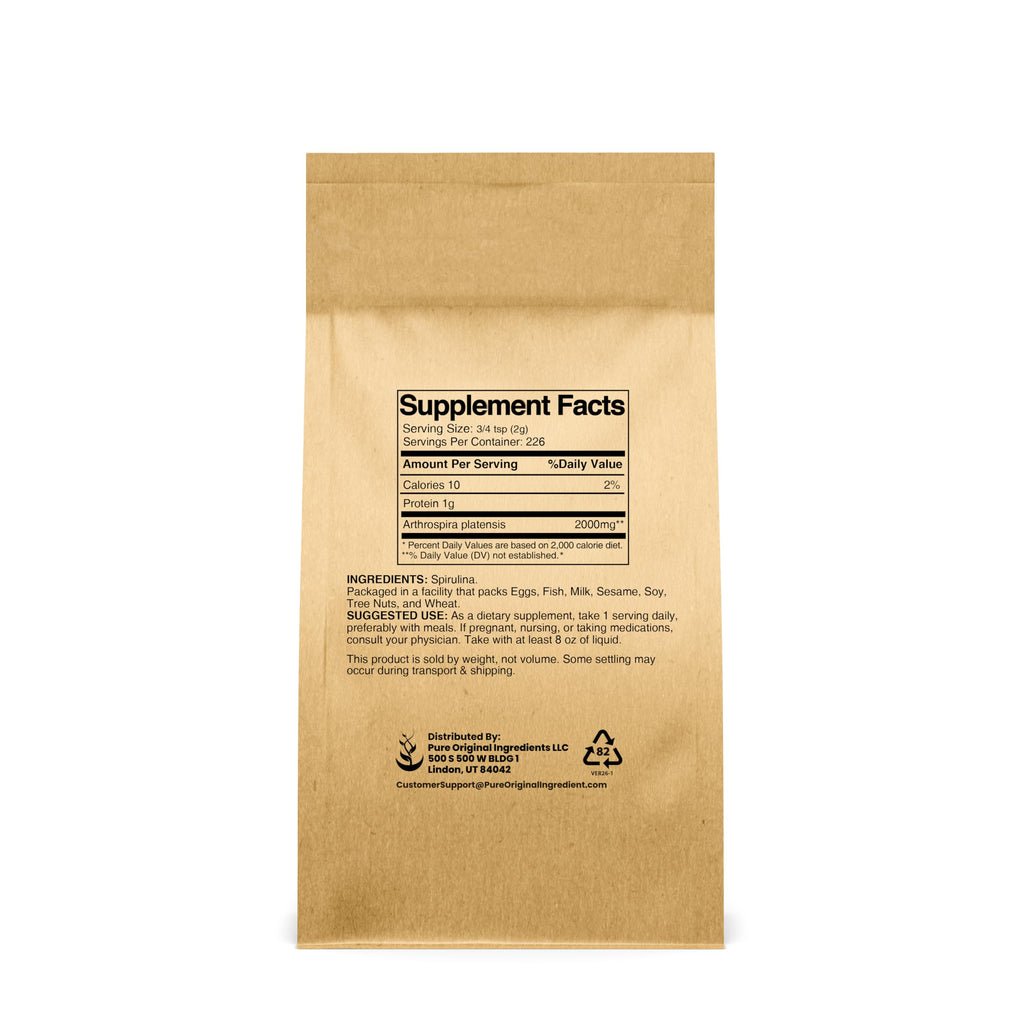 PURE ORIGINAL INGREDIENTS Spirulina Powder Green Algae Superfood