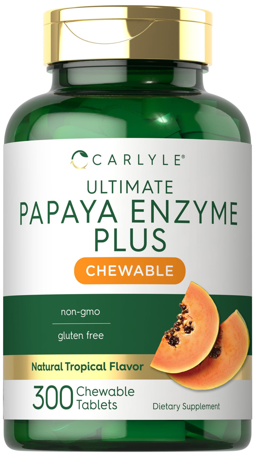 Carlyle Papaya Enzyme Chewable Tablets - 300 Count