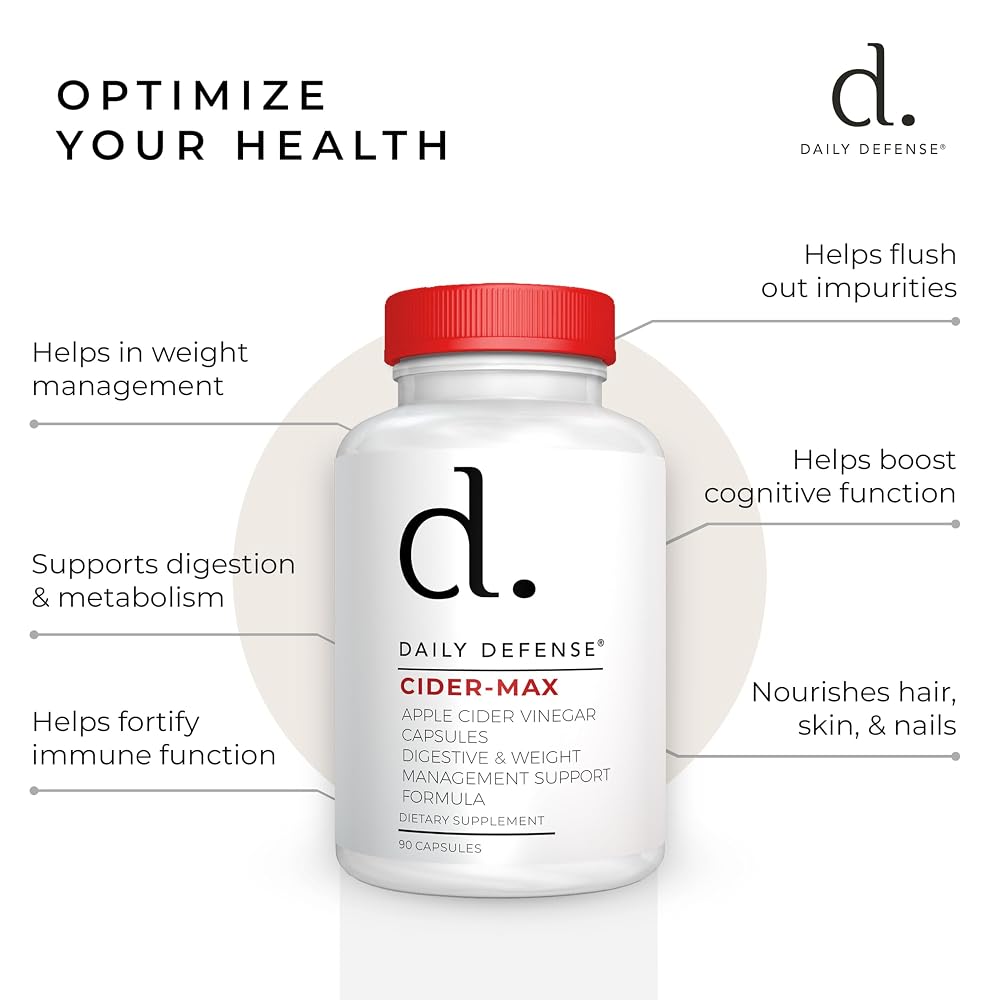 Daily Defense Apple Cider Vinegar Capsules 500mg - 90 Capsules - image 5