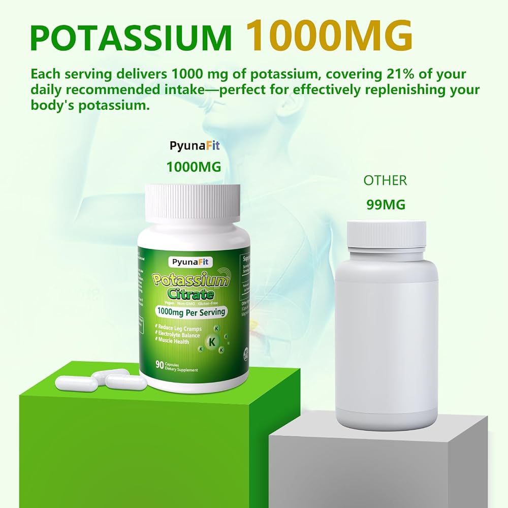 PYUNAFIT Potassium Supplement 1000mg - 90 Capsules - image 3