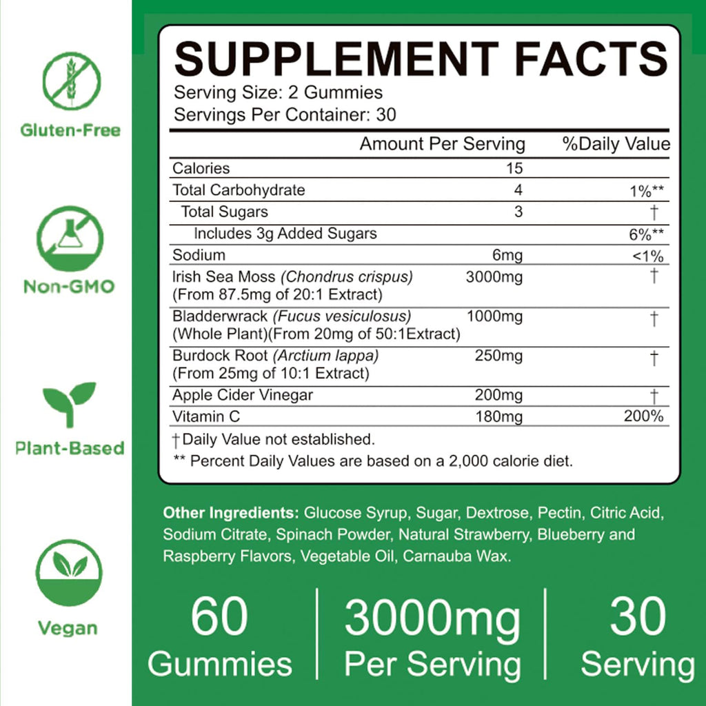 VIFSSG Sea Moss Gummies with Bladderwrack & Burdock Root - 60 Gummies - image 5