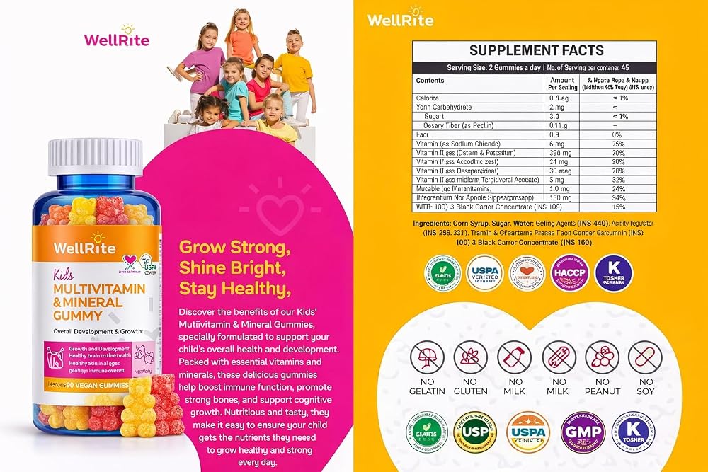 Wellrite Kids Multivitamin Gummies for Growth & Immunity - 60 Count - image 5