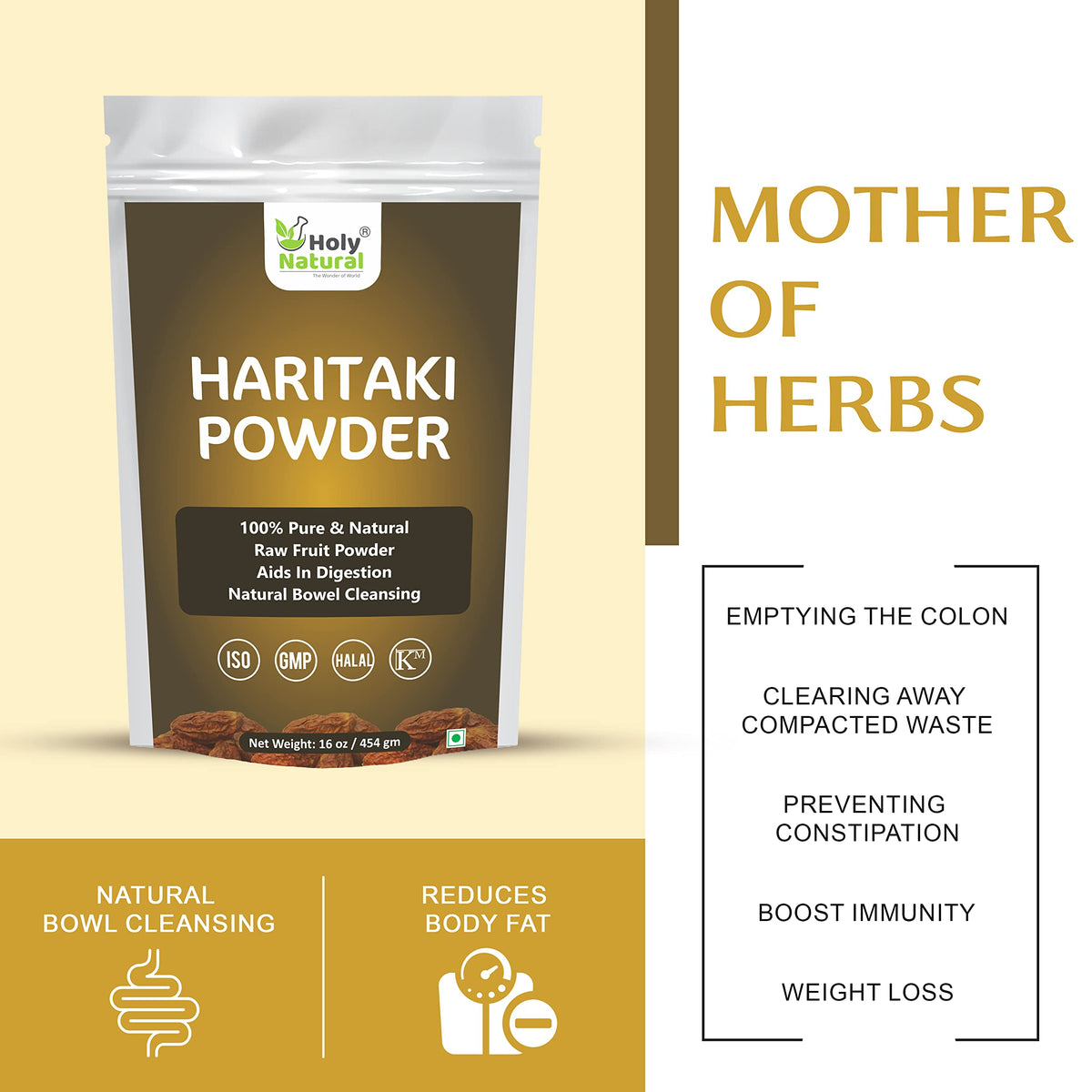Holy Natural Haritaki Powder Digestive Support - 16 Oz - image 2