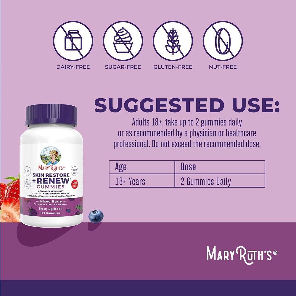 MaryRuth's Skin Restore + Renew Gummies with Hyaluronic Acid - 60 Gummies - image 3