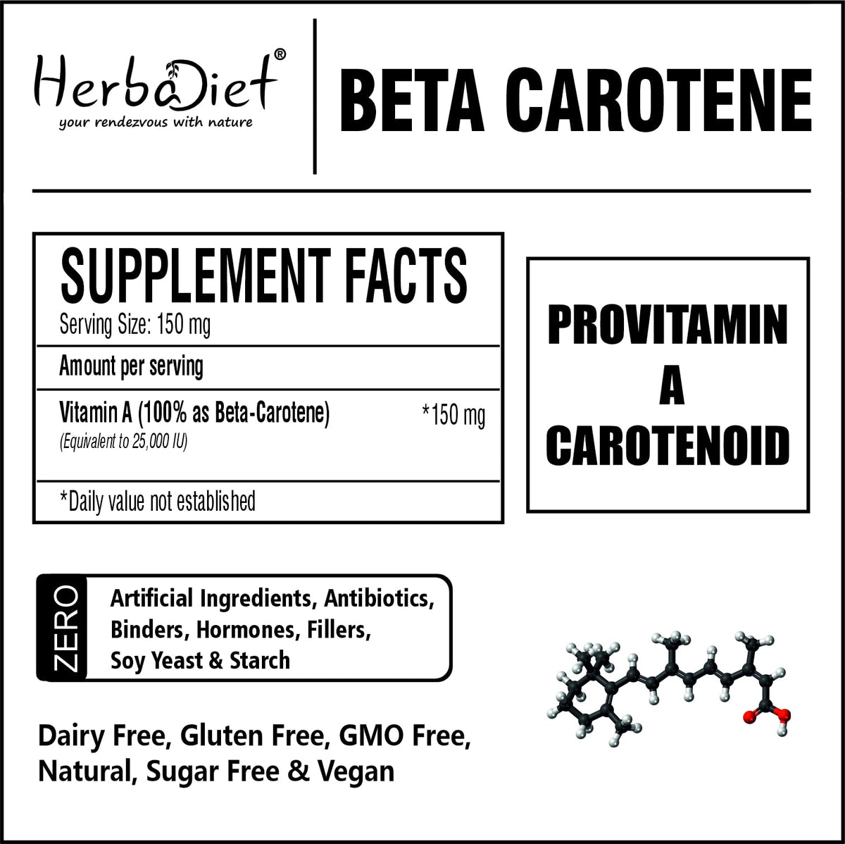 Herbadiet Beta Carotene 25000 IU Vitamin A Powder - 50g - image 5