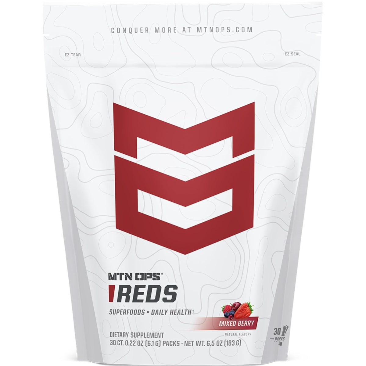 MTN OPS Daily Super Reds Powder Stick Packs Mixed Berry - 30 Packs