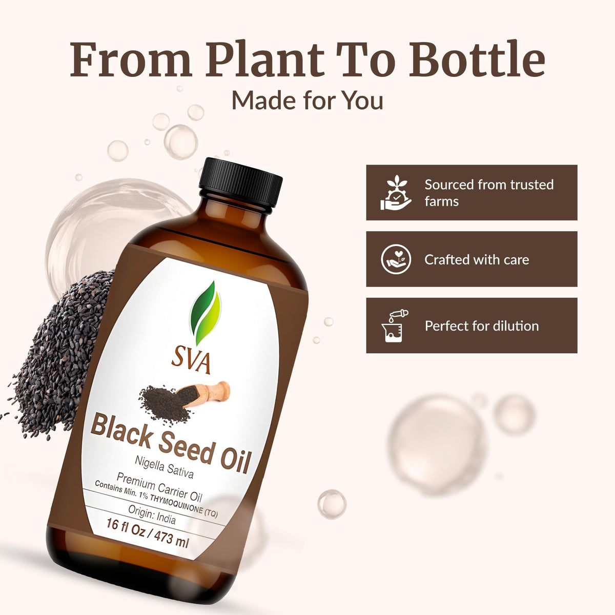 SVA Organics Black Seed Carrier Oil - 16 Fl Oz - image 4