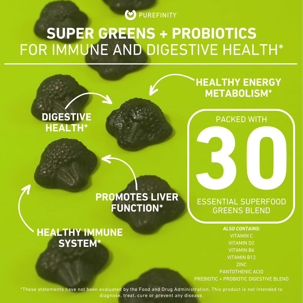 PUREFINITY Daily Super Greens Gummies with Spirulina - 60 Count - image 3