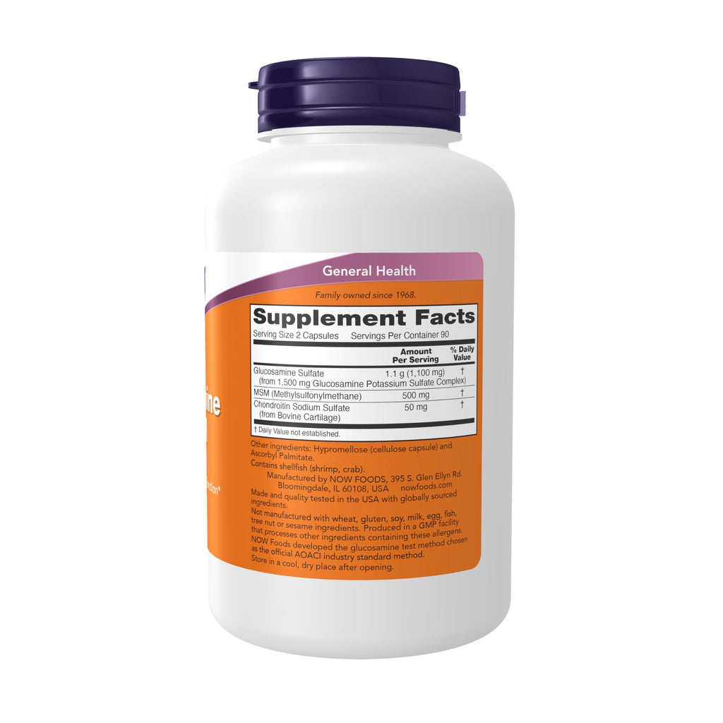 NOW Glucosamine & MSM plus Chondroitin Sulfate - 180 Vegetarian Capsules - image 2