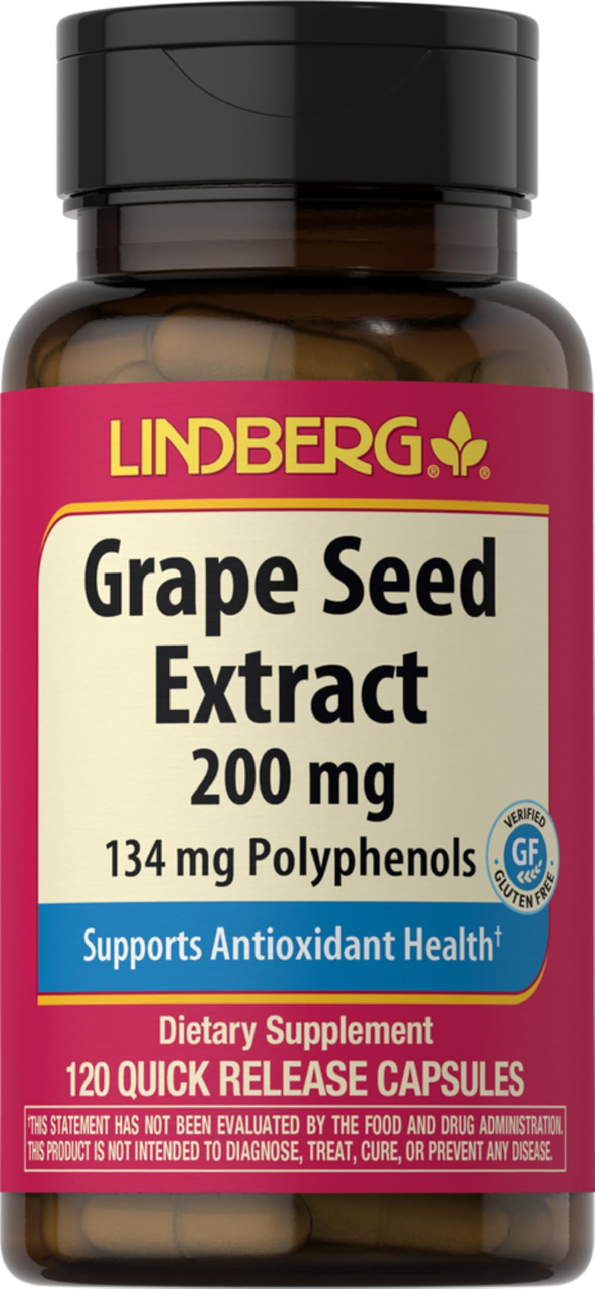 Lindberg Grape Seed Extract 200mg - 120 Capsules