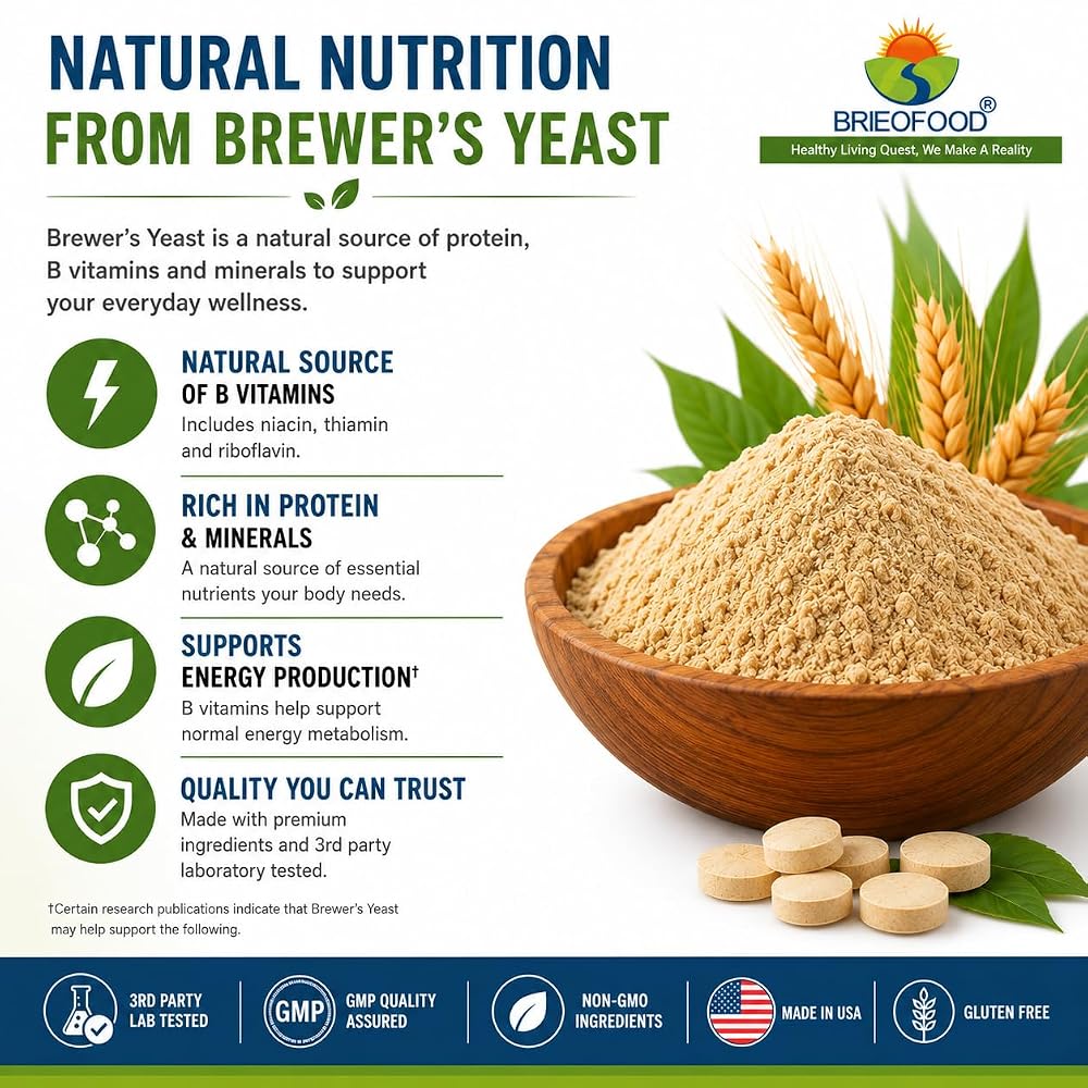 Brieofood Brewers Yeast 1000 mg - 240 Tablets - image 4