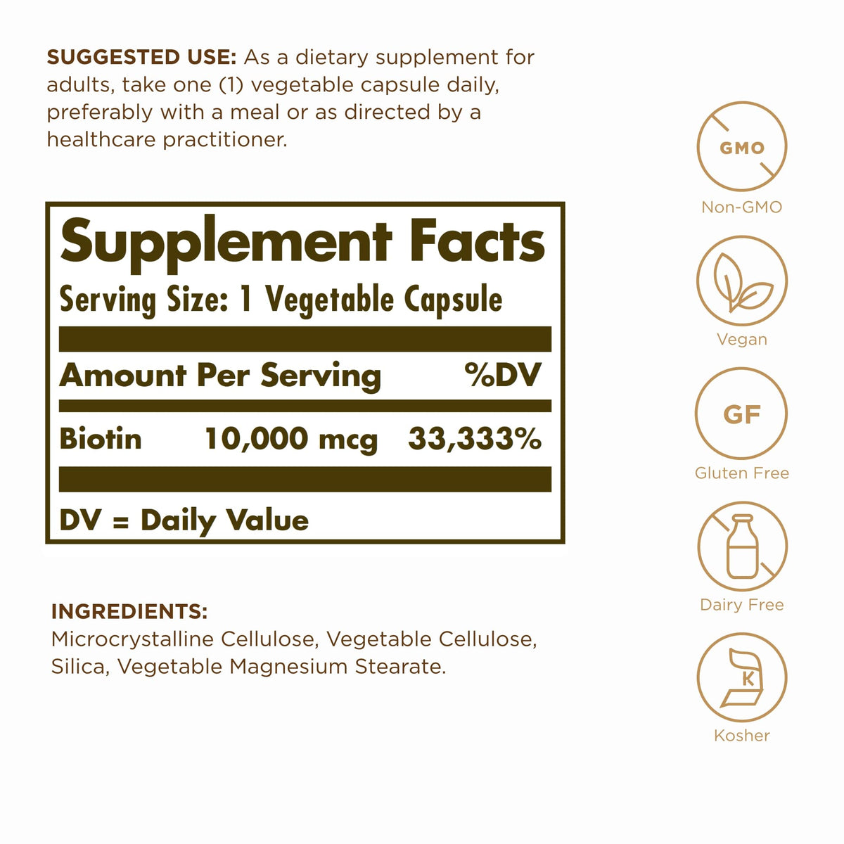 Solgar Super High Potency Biotin 10,000 mcg - 240 Capsules - image 2