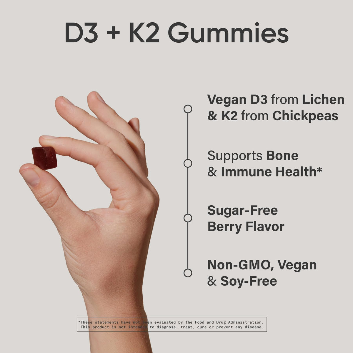 Sports Research Vegan Vitamin D3 + K2 Sugar-Free Gummies - 60 Count - image 2
