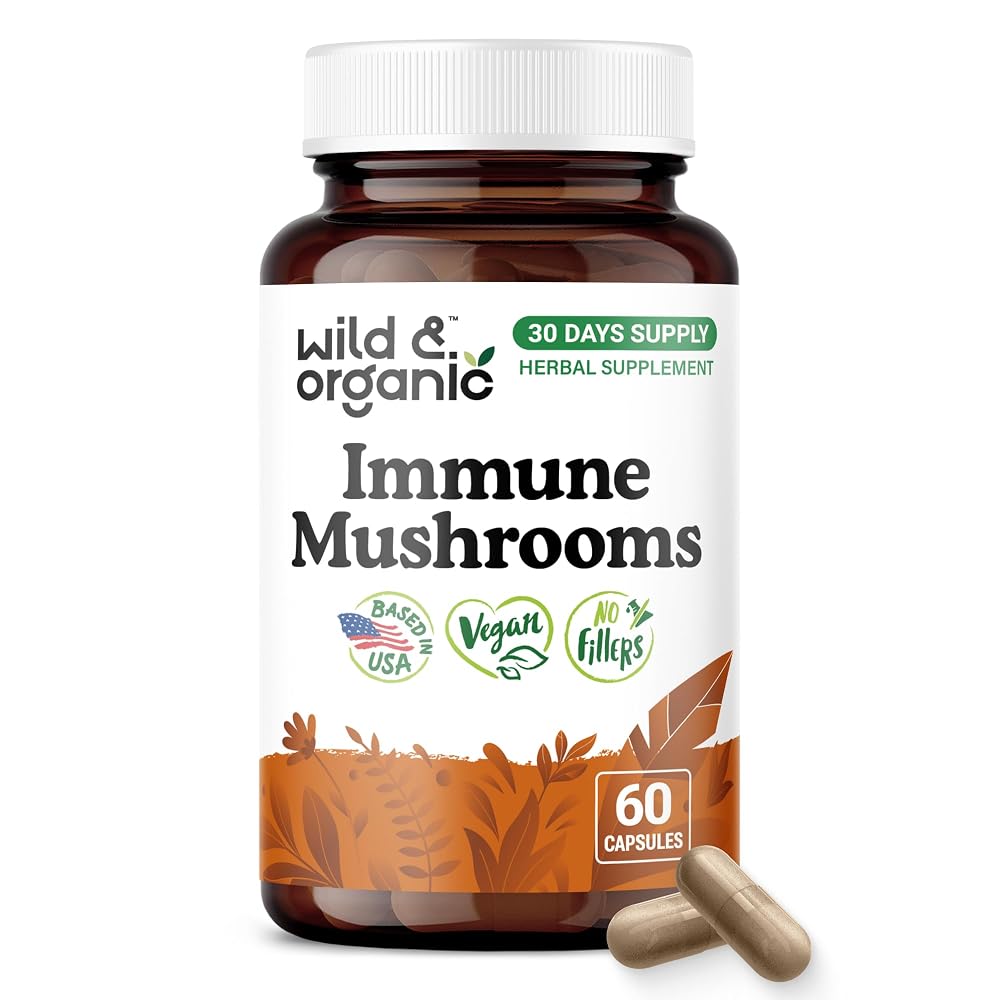 Wild & Organic Immune Mushroom Blend Capsules - 8 Mushroom Complex