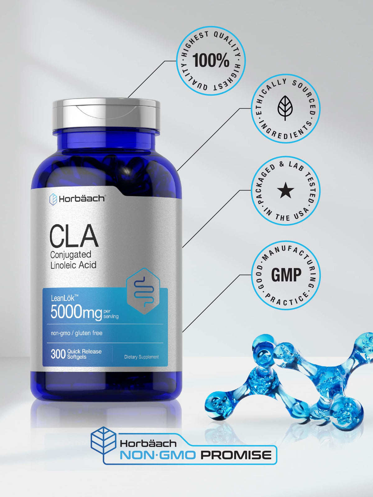 Horbäach CLA Supplement 5000 mg - 300 Softgels - image 5