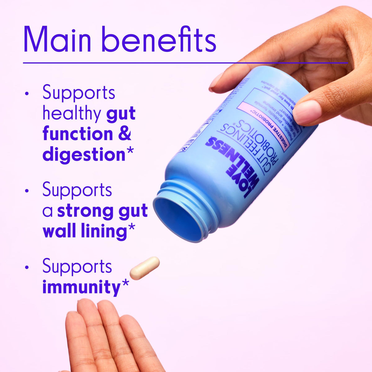 Love Wellness Gut Feelings Probiotic with Prebiotics & Postbiotics - 30 Capsules - image 3