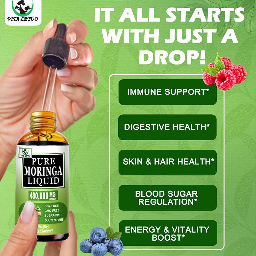 Vita letuo Organic Moringa Liquid Drops for Energy - 1 Fl Oz - image 2