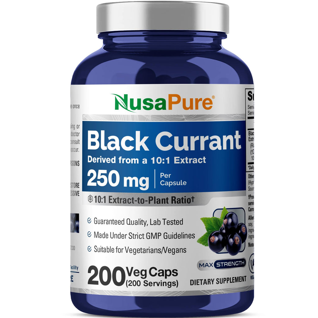 NusaPure Black Currant 250 mg Vegan - 200 Vegetarian Capsules