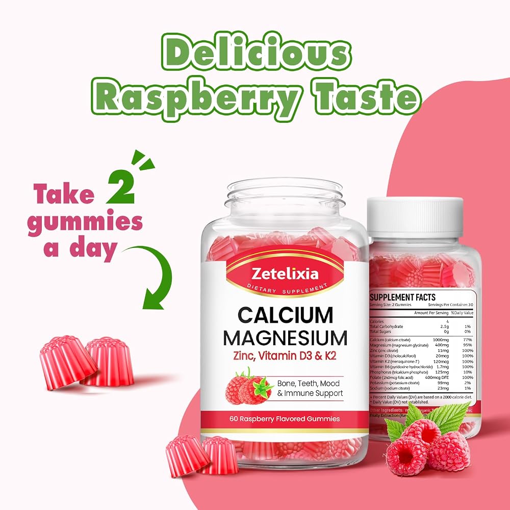 Zetelixia Sugar Free Calcium Magnesium Zinc Gummies