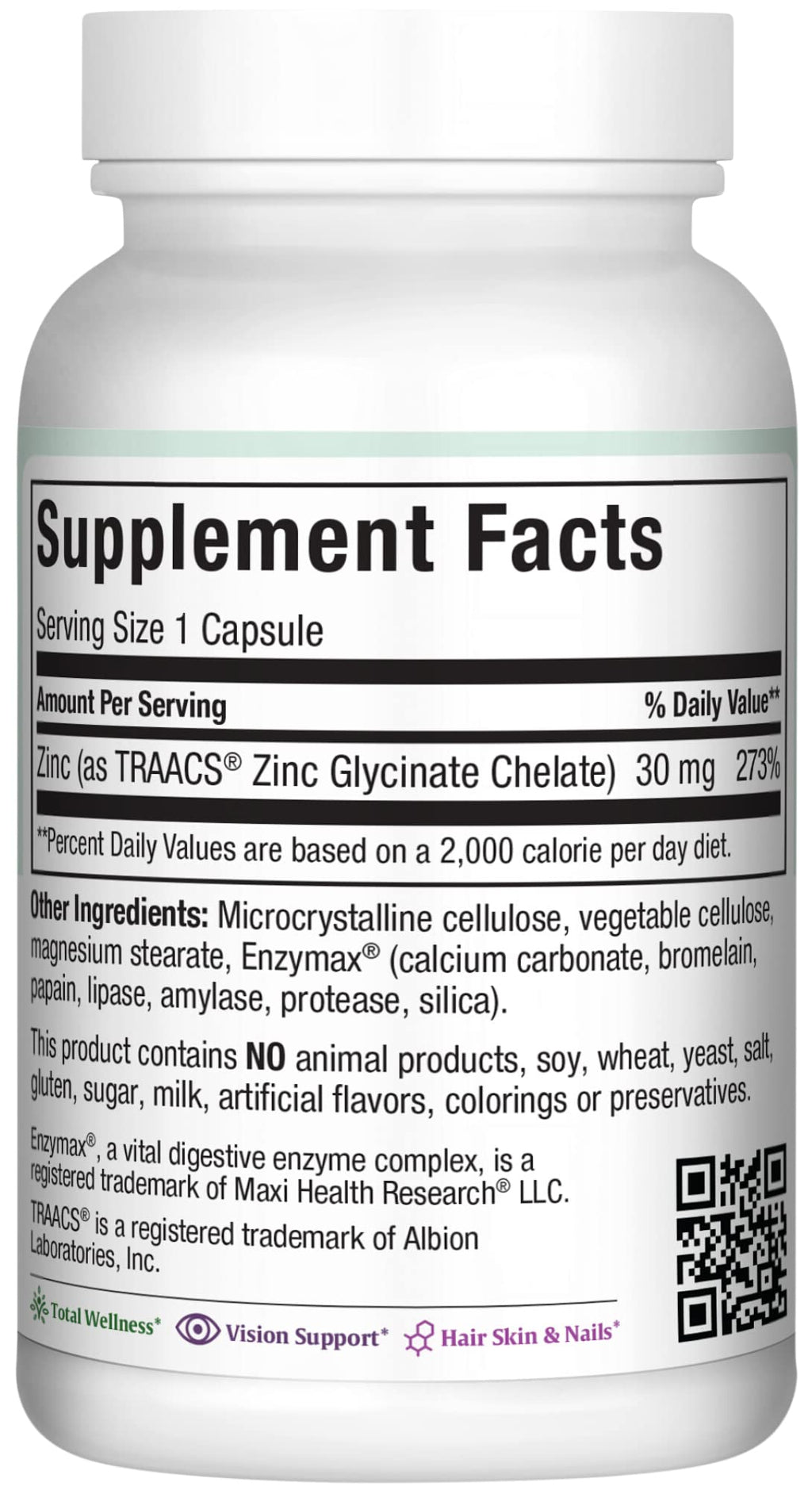 Maxi Health Zinc Supplement 30mg with Enzymax - 100 Capsules - image 2