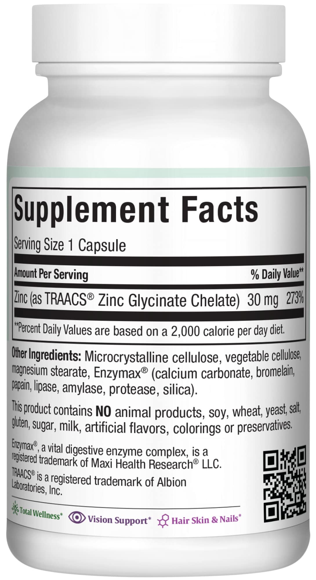 Maxi Health Zinc Supplement 30mg with Enzymax - 100 Capsules - image 2