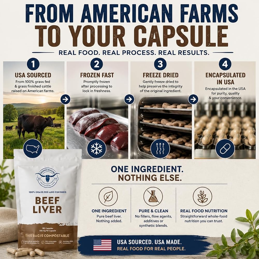 Higher Healths Grass Fed Beef Liver Capsules - 180 Count - image 5