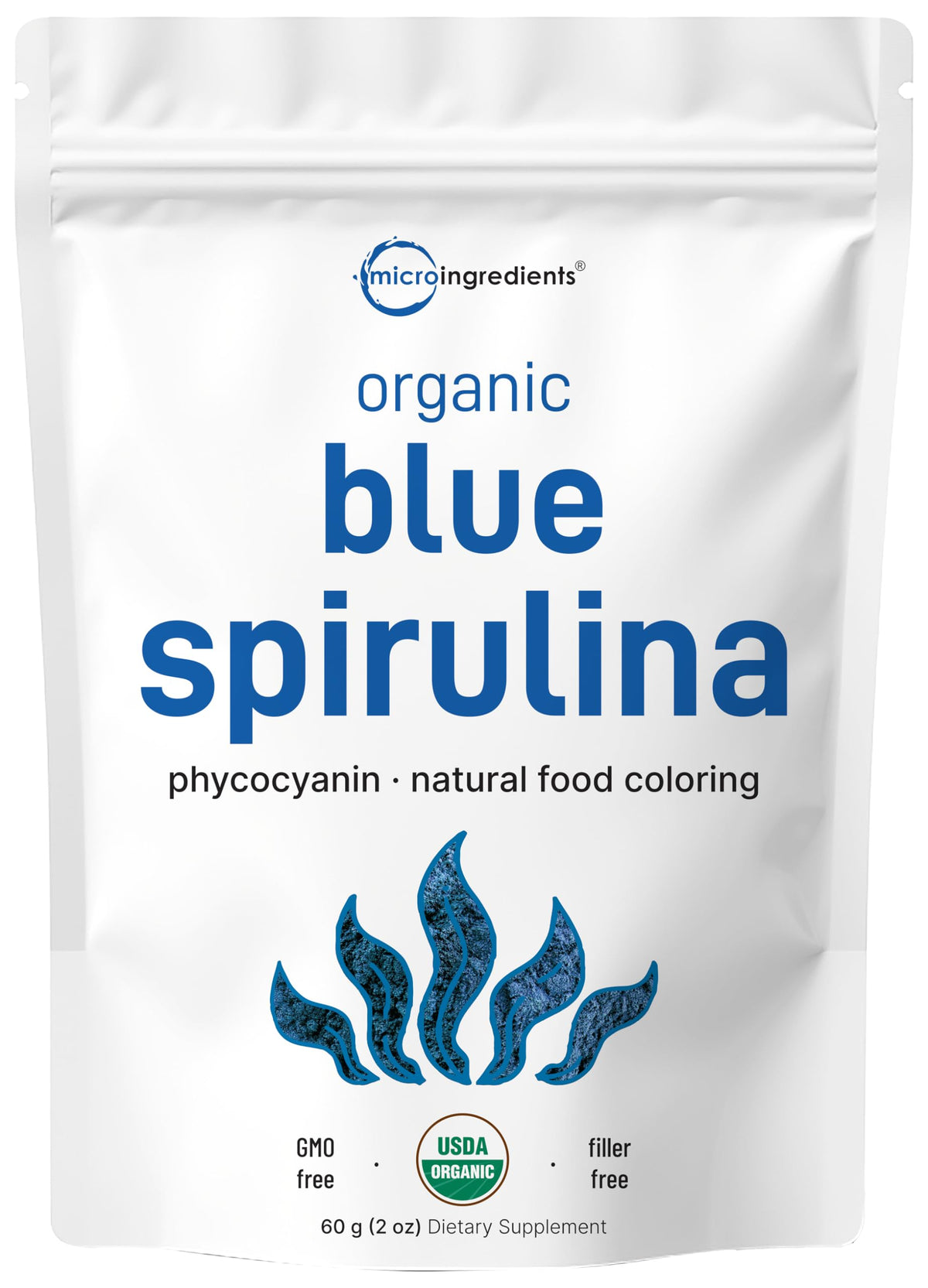Micro Ingredients Organic Blue Spirulina Powder - 60 Servings