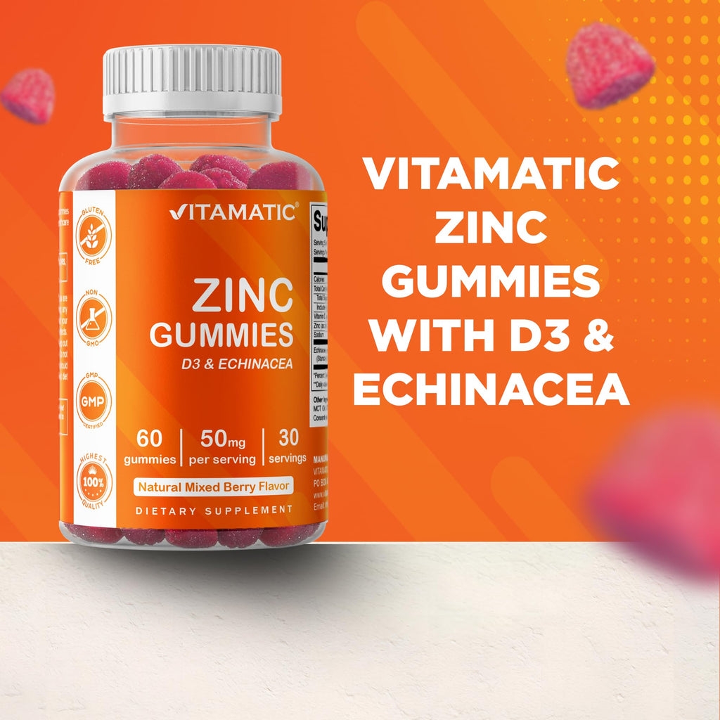Vitamatic Zinc 50mg Gummies for Immune Support - 60 Vegan Gummies - image 7
