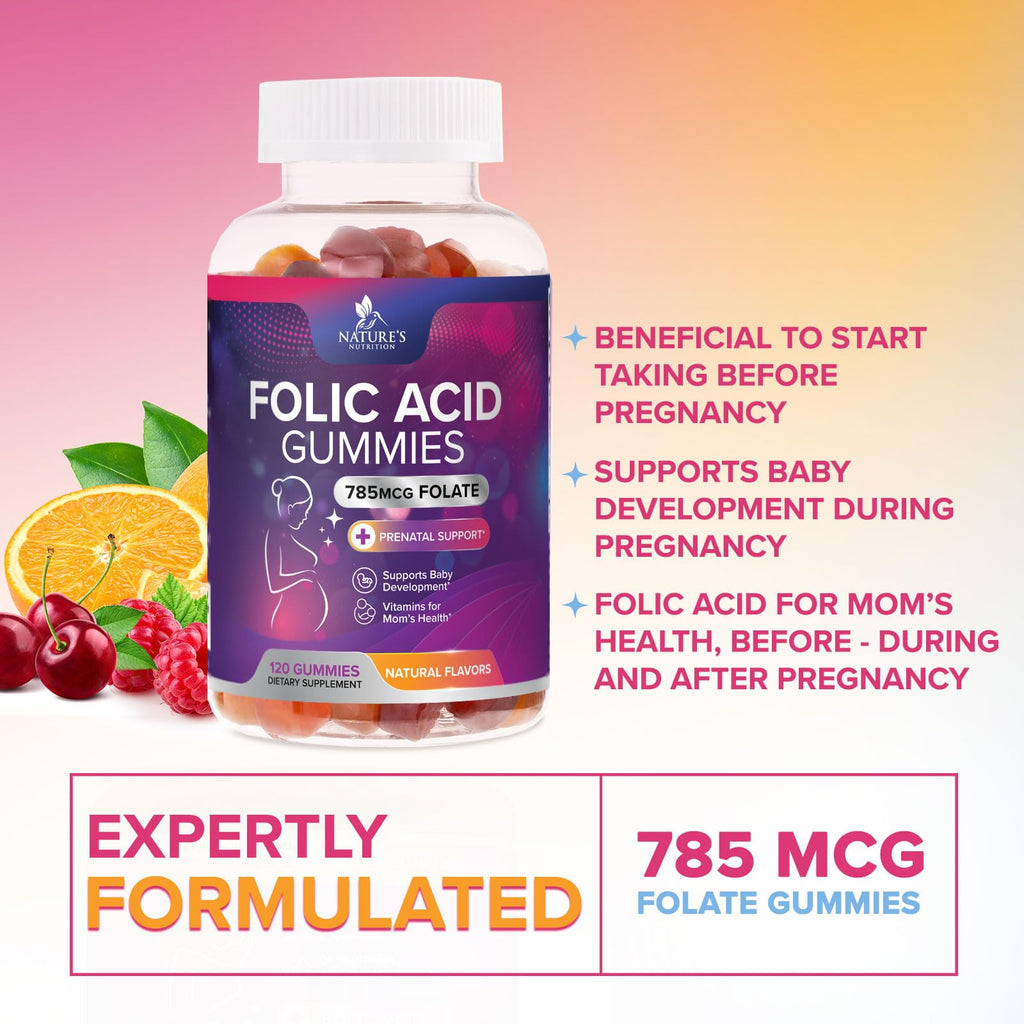 Nature's Nutrition Folic Acid Gummies - Essential Prenatal Vitamins