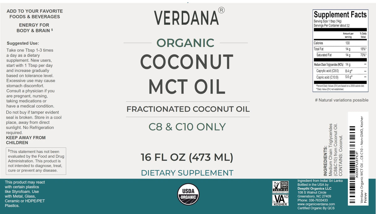Verdana USDA Organic Coconut MCT Oil - 16 Fl Oz - image 7