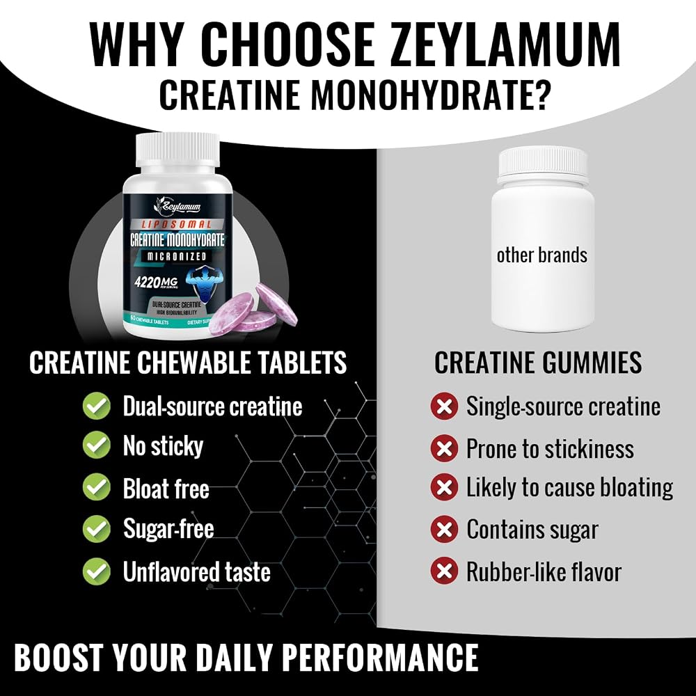 Zeylamum Liposomal Creatine Monohydrate Chewable Tablets - 60 Count - image 4