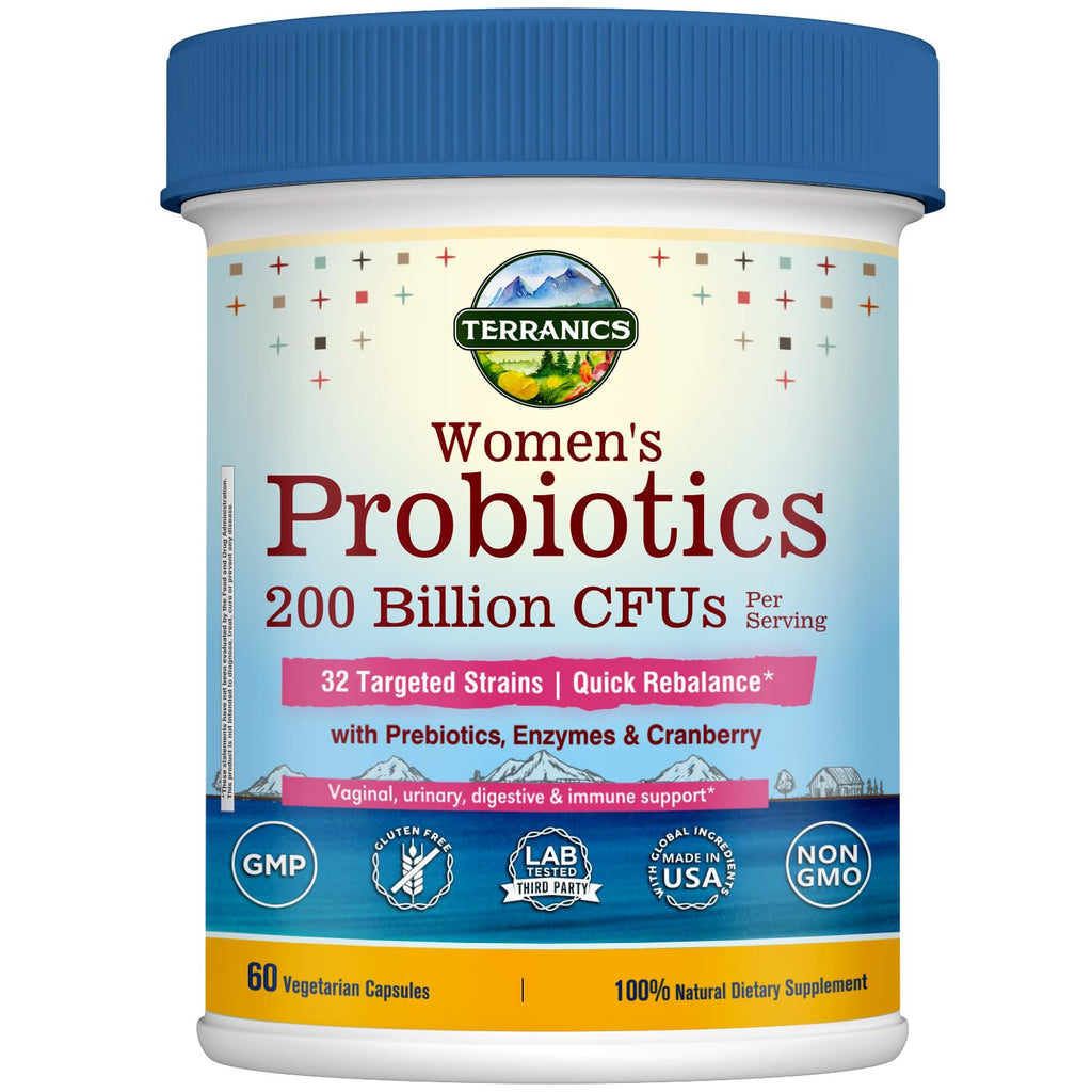 Terranics Daily Probiotics for Women 200 Billion 32 Strains - 60 Vegan Caps