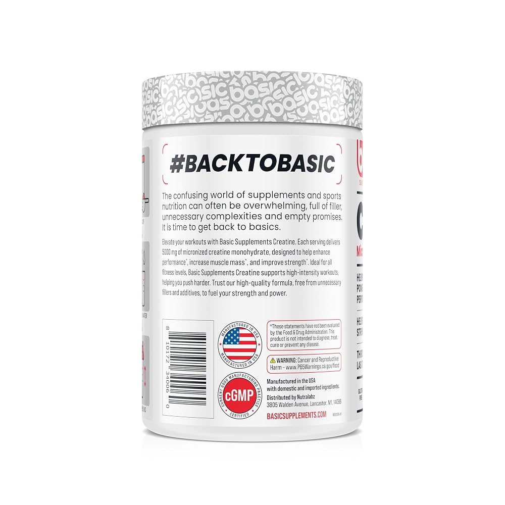 BASIC SUPPLEMENTS Micronized Creatine Monohydrate 5000mg - 10.6 oz - image 3