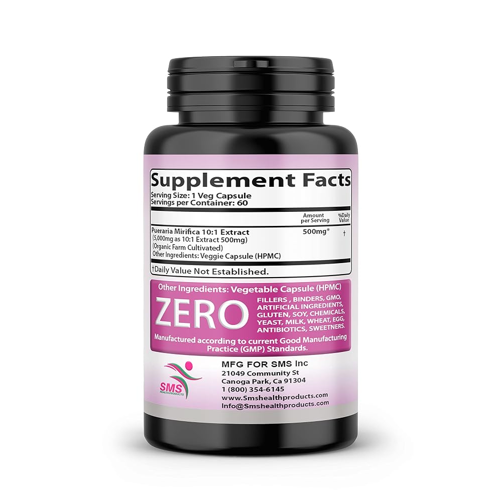 SMSHEALTHPRODUCTS Pueraria Mirifica 10:1 Extract - 60 Vegetarian Capsules - image 7