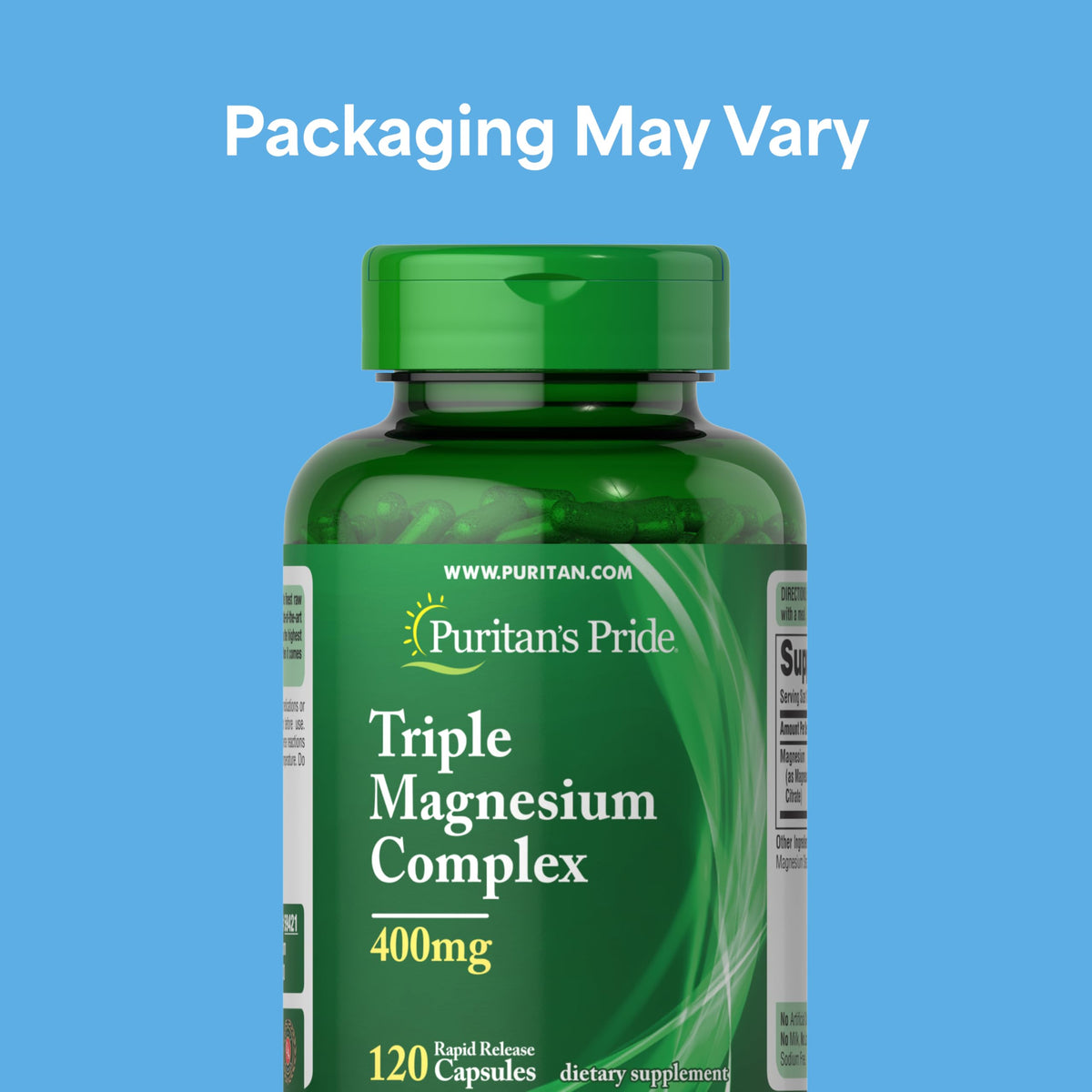 Puritan's Pride Triple Magnesium Complex 400mg - 120 Capsules - image 4