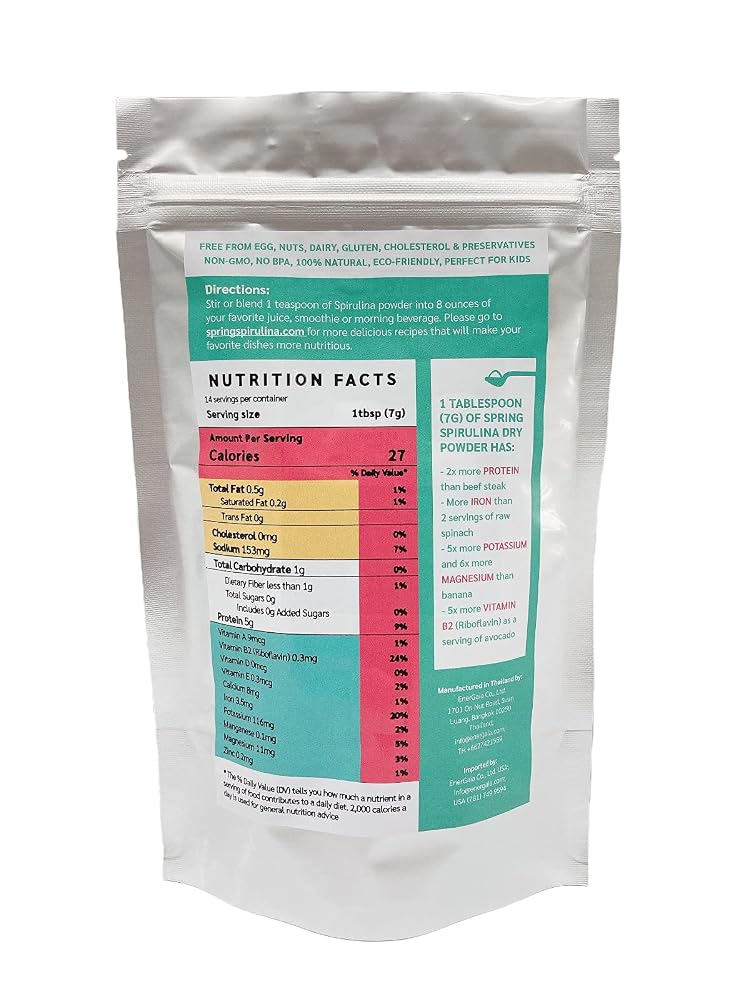 Spring Spirulina Powder Clean Green Superfood - 100g - image 2