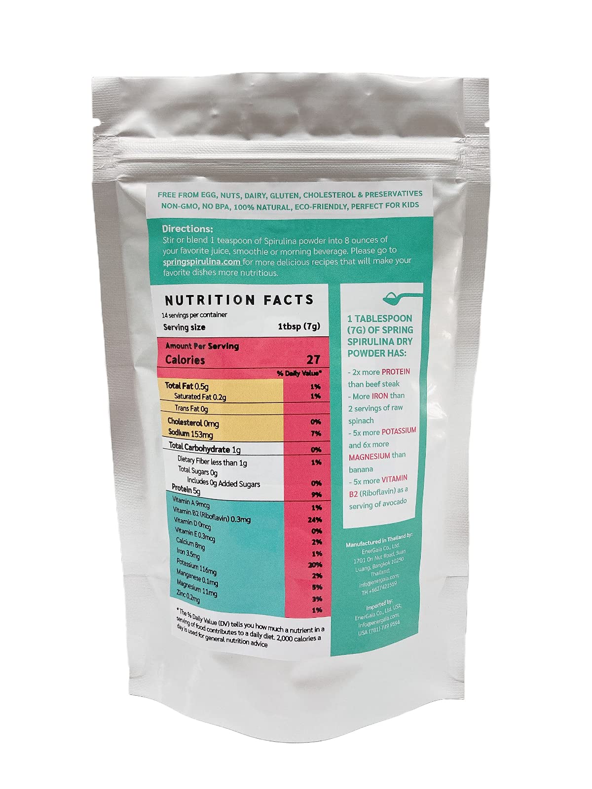 Spring Spirulina Powder Clean Green Superfood - 100g - image 2