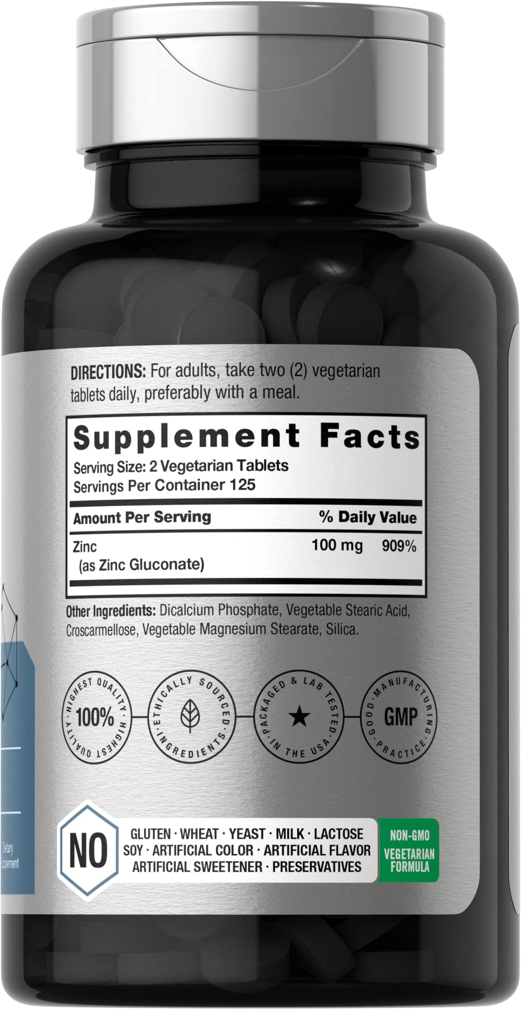 Horbäach Chelated Zinc Supplement 100mg - 250 Tablets - image 2