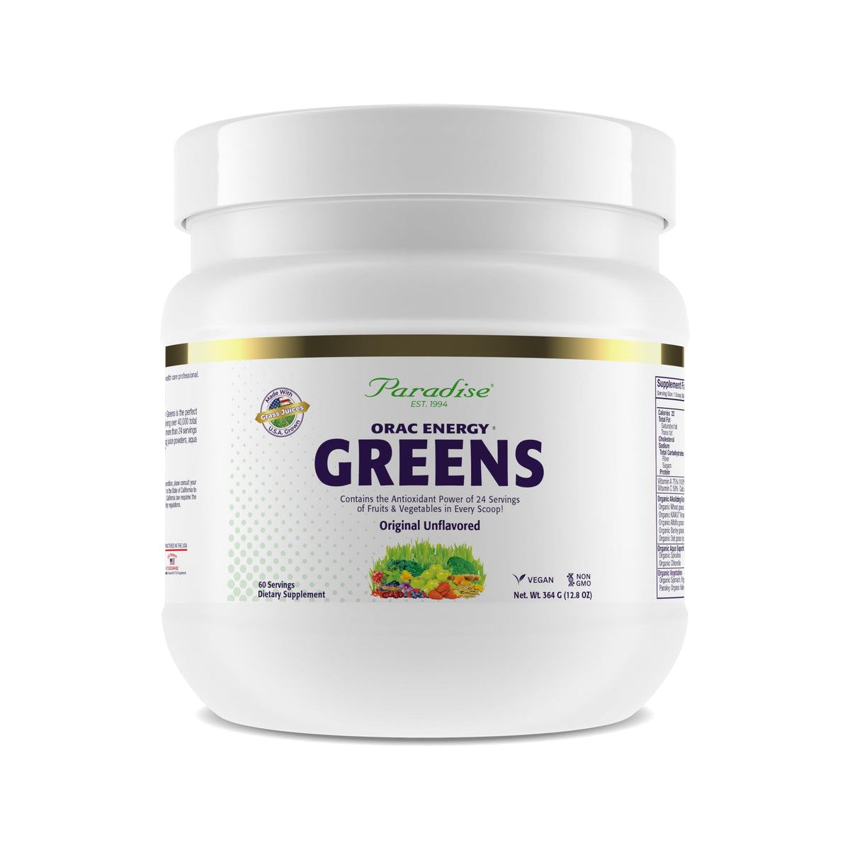 Paradise Herbs & Essentials ORAC Greens Powder Extract, Berry Blend