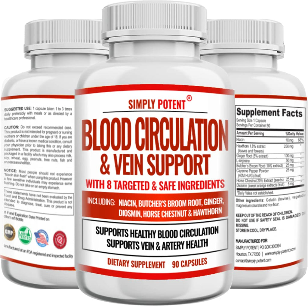Simply Potent Blood Circulation & Vein Support - 90 Capsules
