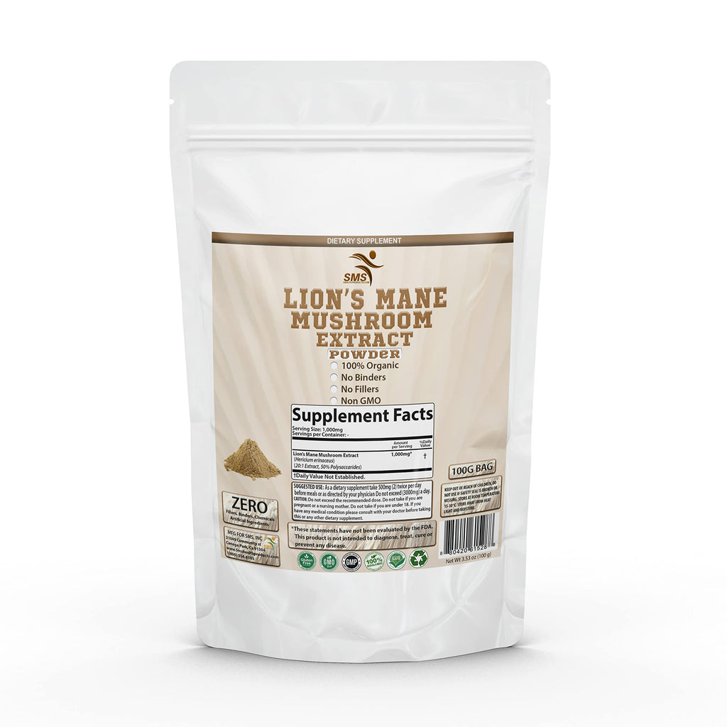 SMSHEALTHPRODUCTS.com Lion's Mane Mushroom Powder 50% Polysaccharides - 100G - image 5