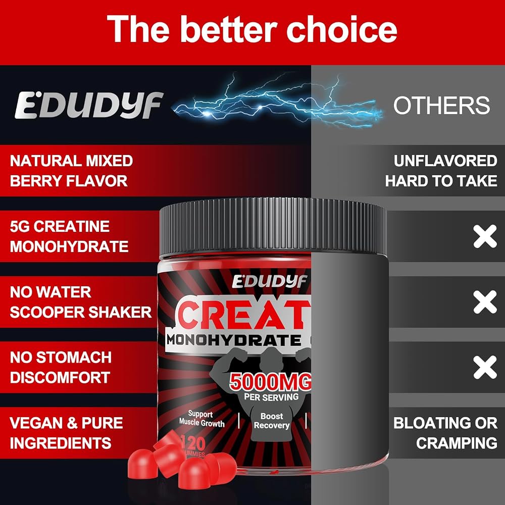 EDUDYF Creatine Monohydrate Gummies 5000mg - 120 Gummies - image 7